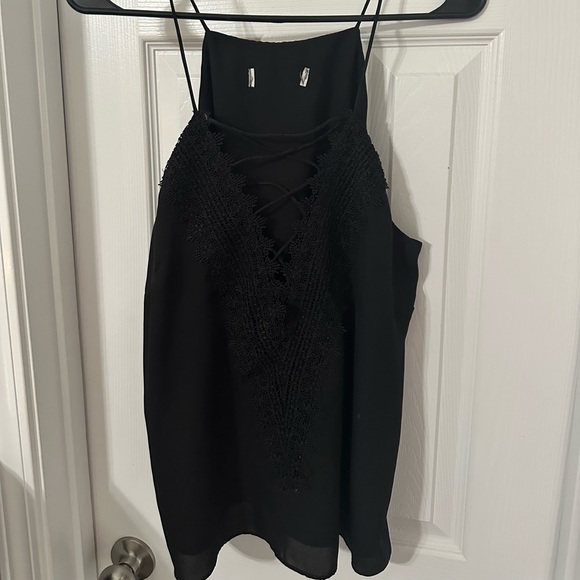 From Nordstrom but cut tag off. Size large black lace front plunge v neck - Picture 1 of 3